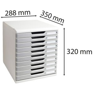 Exacompta Modulo A4 Ablage 10 Schubladen geschlossen Office Steingrau