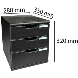 Exacompta Schubladenbox MODULO A4 3 geschlossene Schubladen Schwarz