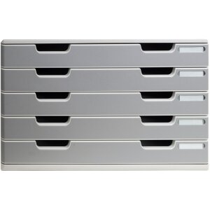 Exacompta Schubladenbox MODULO A3 5 geschlossene Laden Steingrau