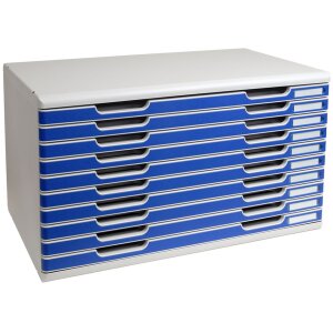 Exacompta MODULO A3 Schubladenbox 10 Laden Blau DIN A3