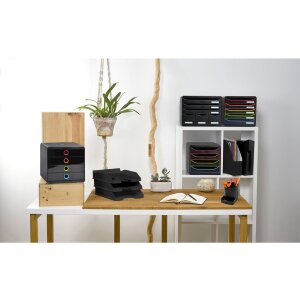 Карандашница Exacompta Mini Octo Ecoblack Black 3 отделения из переработанного пластика