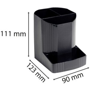 Карандашница Exacompta Mini Octo Ecoblack Black 3 отделения из переработанного пластика