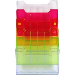 Exacompta 64299D Wandprospektständer A4 6 Fächer Regenbogenfarben modular