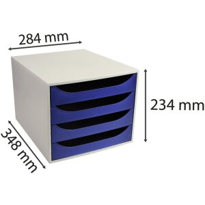 Exacompta ECOBOX Schubladenbox mit 4 Schubladen Nachtblau 34,8x28,4x23,4 cm