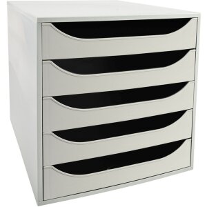 Exacompta ECOBOX Schubladenbox 5 Schubladen Grau DIN A4+...