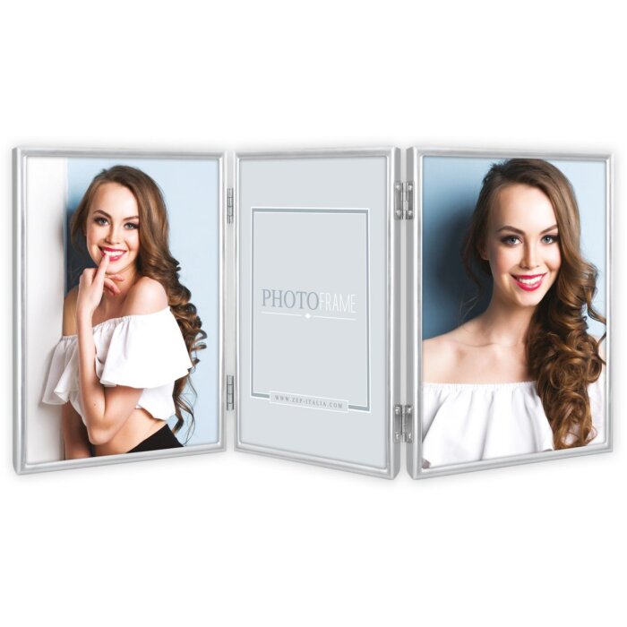 Dreifachrahmen Silvia 13x18 cm silber Metall hochglänzend zum Stellen und Hängen