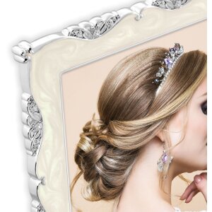 ZEP Fotorahmen Canova silber creme 10x15 cm oder 15x20 cm Metall Samtrückwand