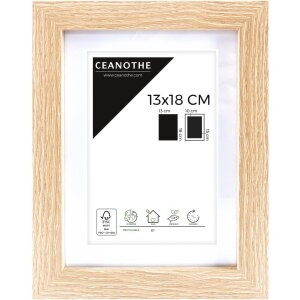 Ceanothe Bilderrahmen Oslo MDF Holzoptik 13x18 bis 50x70 cm Natur Schwarz Weiß