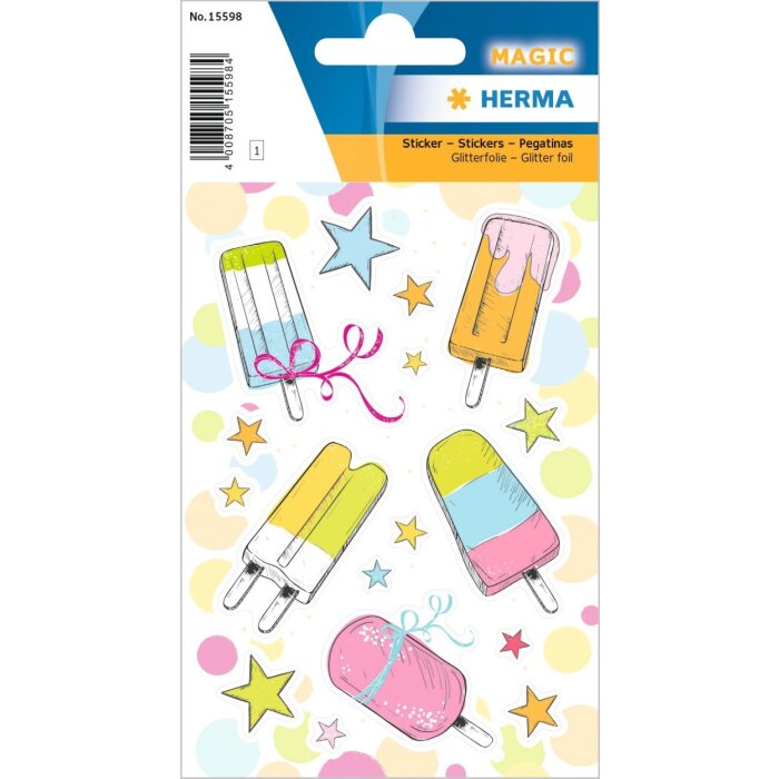 Наклейки HERMA на палочку для мороженого, с блестящим глиттером