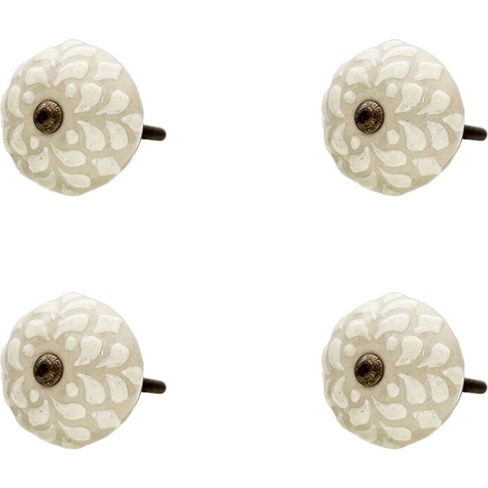 Clayre & Eef 64877 Набор дверных ручек из 4 бежевых Ø 4x3 см