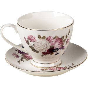 Clayre & Eef 6CE1290 Кофейная чашка с блюдцем белая...