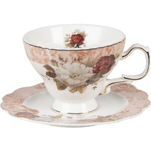 Clayre & Eef Кофейная чашка с блюдцем белая 12x10x7 -...