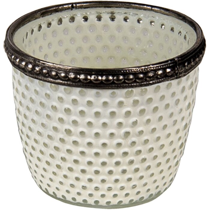 Clayre & Eef 6GL3329 Подсвечник стеклянный белый Ø 7x6 см