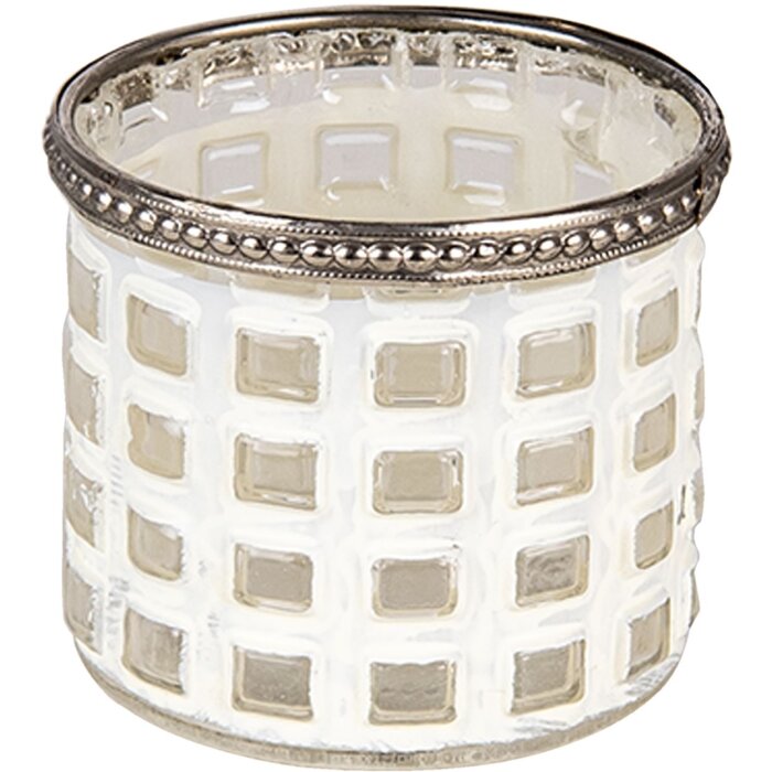 Clayre & Eef 6GL3332 Подсвечник стеклянный белый Ø 8x7 см