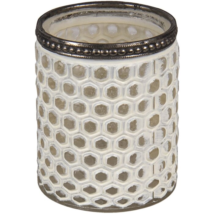 Clayre & Eef 6GL3339 Подсвечник стеклянный белый Ø 7x8 см