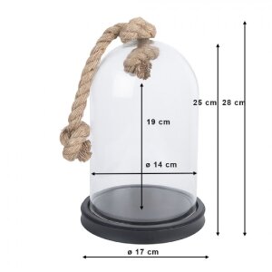 Clayre & Eef 6GL3367 Стеклянная банка-колокол черный 17x17x28 см