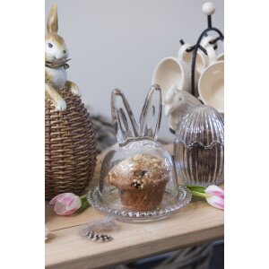 Clayre & Eef 6GL3376 Стеклянный колокольчик Кролик прозрачный Ø 14x16 см