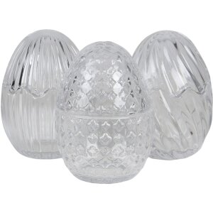 Clayre & Eef 6GL3385 Бонбоньерка с крышкой Яйцо прозрачное Ø 9x12 см