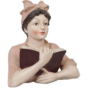 Декоративная фигурка Clayre & Eef 6PR0302 Женщина читающая бежево-розовая 16x11x19 см