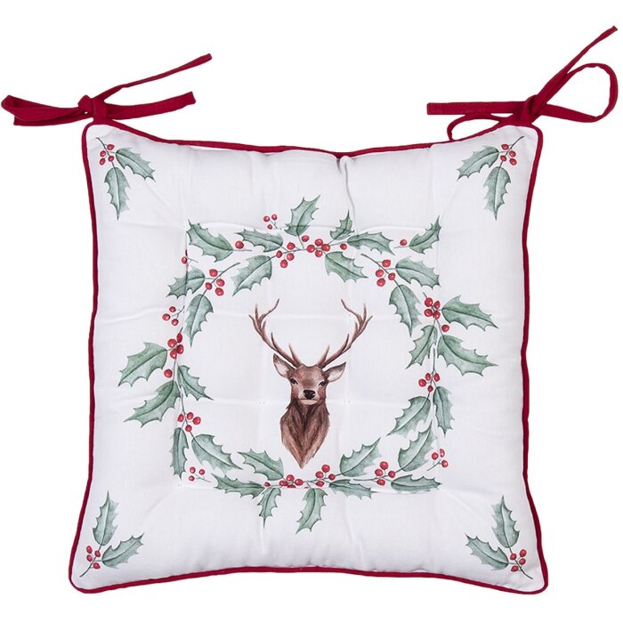 Clayre & Eef HCH29 Подушка для кресла Foam White, Red 40x40 см