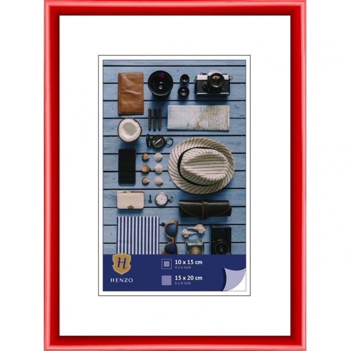 Henzo Kunststoffrahmen Napoli 15x20 cm rot schmal Halbrundprofil Hartfaser