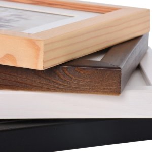 Henzo Holzrahmen Jardin Schwarz 15x20 cm Kastenprofil Klarglas Passepartout