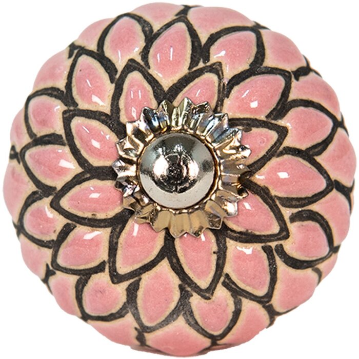 Clayre & Eef 65002 Дверная ручка розовая Ø 3 см