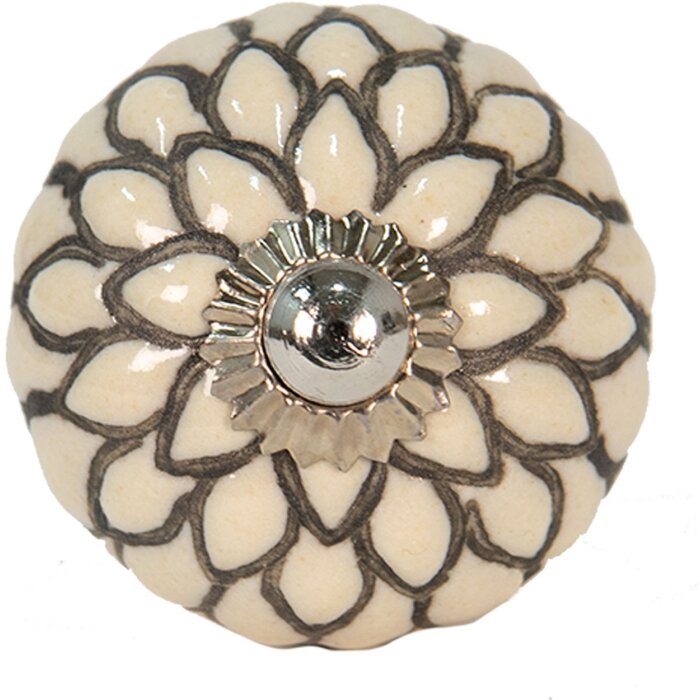 Clayre & Eef 65003 Дверная ручка бежевая, черная Ø 4 см