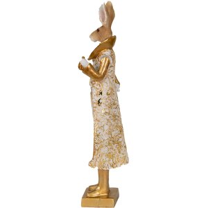 Clayre & Eef 6PR3602 Украшение Кролик золото белый 11x8x33 см