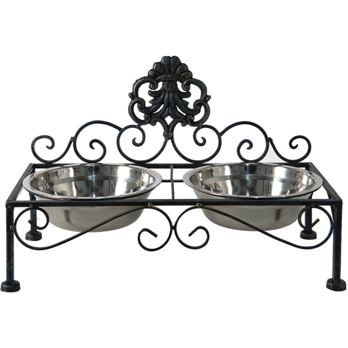 Clayre & Eef 6Y4682 Миска для еды для собак черная 39x19x25 см