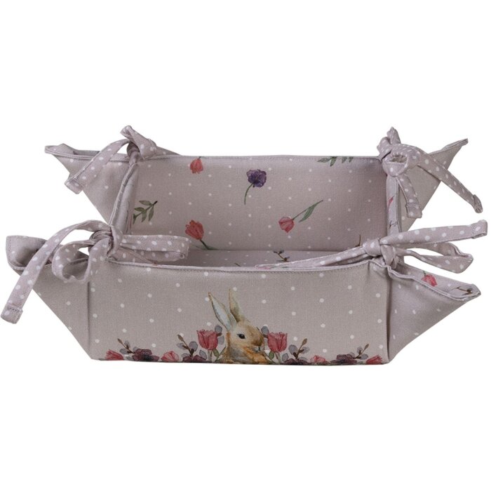 Clayre & Eef HBU47 Корзина для хлеба розовая, бежевая 35x35x8 см