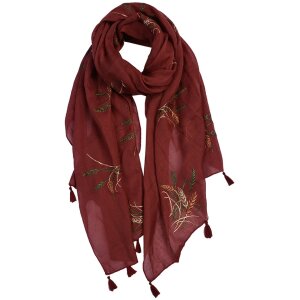 Juleeze JZSC0651R Schal Damen Muster Rot 70x180 cm