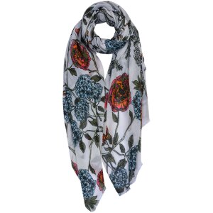 Juleeze JZSC0668W Schal Damen Muster Weiß 90x180 cm