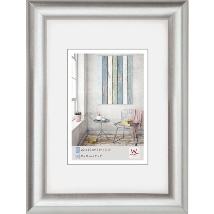 Walther Kunststoffrahmen TRENDSTYLE 10x15 cm Silber-Metallic Premiumglas