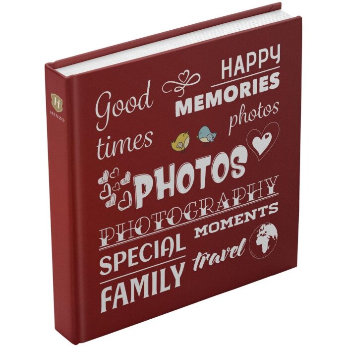 Henzo Jumbo Fotoalbum Wording Rot 30x30 cm 100 Seiten Pergamin Fotokarton