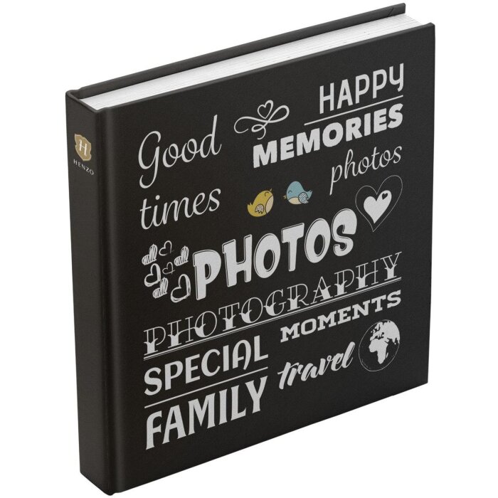 Henzo Jumbo Fotoalbum Wording schwarz 30x30 cm 100 weiße Seiten
