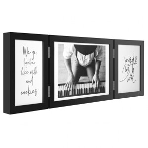 Henzo Holz-Doppelrahmen Piano 3 Fotos 10x15 cm und 15x20 cm schwarz