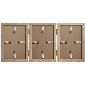 Henzo Holz-Doppelrahmen Piano 3 Fotos 10x15 cm Beige MDF-Holz zum Aufstellen