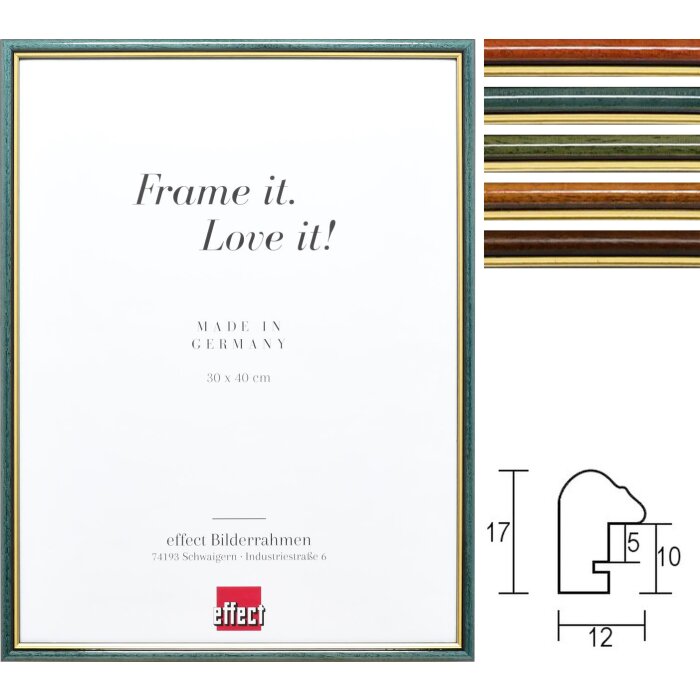 Effect Holzrahmen Profil 23 Goldkante Blau 7x10 cm bis 40x50 cm