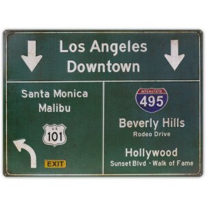ZEP Blechschild ROADS 57,5x43x0,4 cm Los Angeles Downtown...