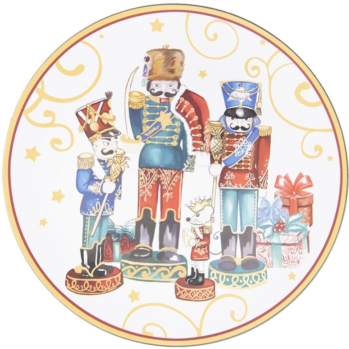 Clayre & Eef 65108 Коврик Ø 40x1 см красно-синее рождественское блюдце