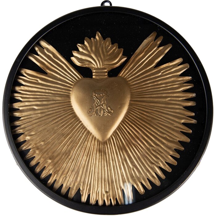 Clayre & Eef 65176 Настенное украшение сердце Ø 23x2 см золотого цвета - Черный