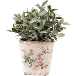Clayre & Eef 6CE1540S Dekoration Blumentopf 13x13x12 cm Rosa Beige