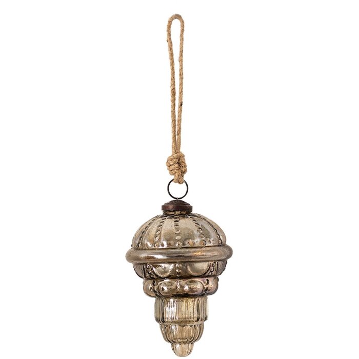 Clayre & Eef 6GL3652 Елочная игрушка Ø 8x13 см коричневая - серебристый цвет