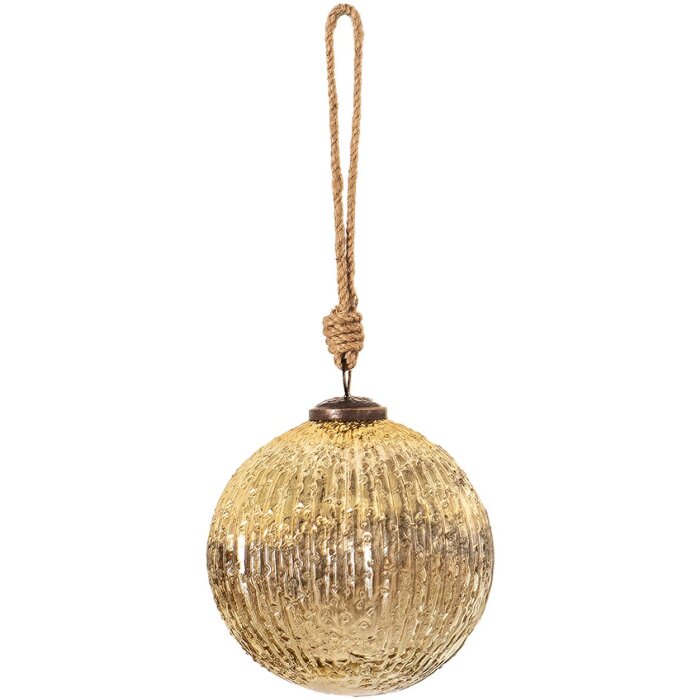 Clayre & Eef 6GL3659 Christbaumkugel Ø 12x12 cm Goldfarbig Weihnachtskugel