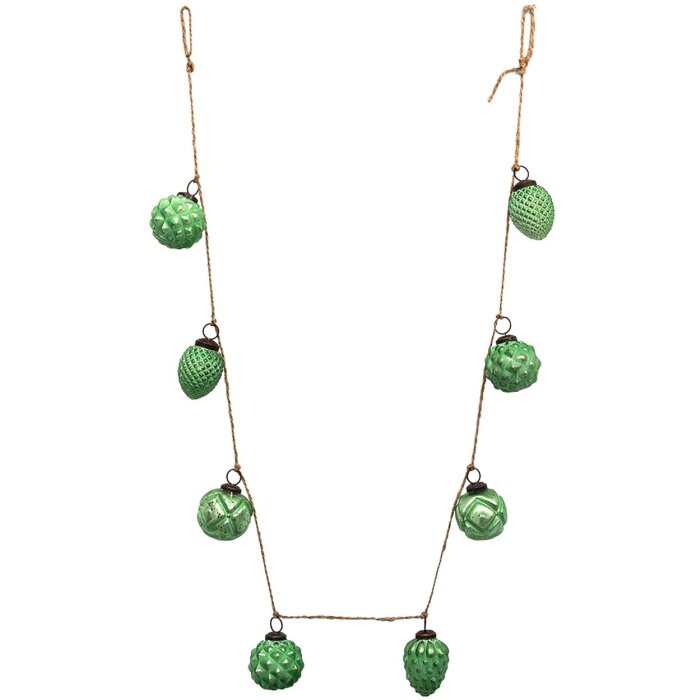 Clayre & Eef 6GL3704 Украшение Гирлянда Елочные шары 135x5x8 см Зеленый