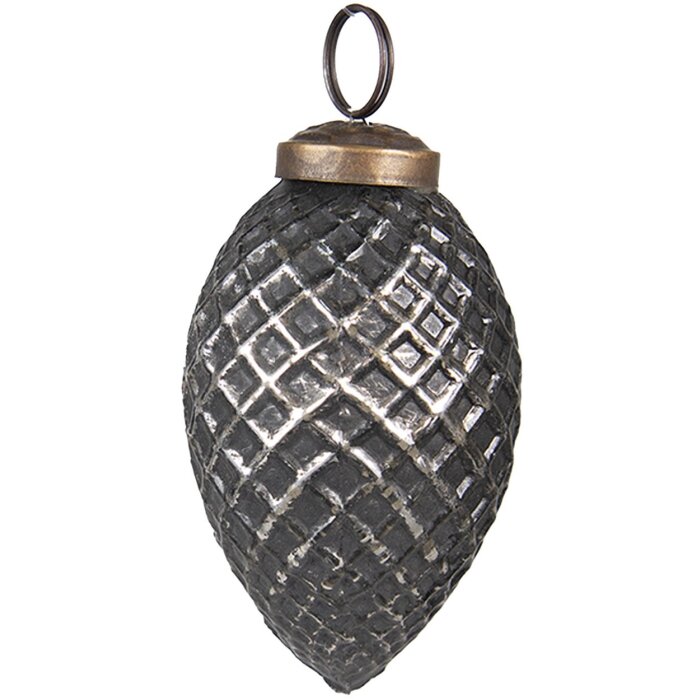 Clayre & Eef 6GL3760 Елочная игрушка Ø 4x7 см черный - серебряный цвет