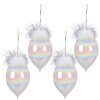 Clayre & Eef 6GL3936 Christbaumkugeln Ø 8x16 cm 4er Set Weiß Glas