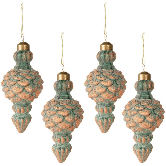 Clayre & Eef 6GL3951 Елочные игрушки Ø 6x14 см (набор из 4) Медный цвет