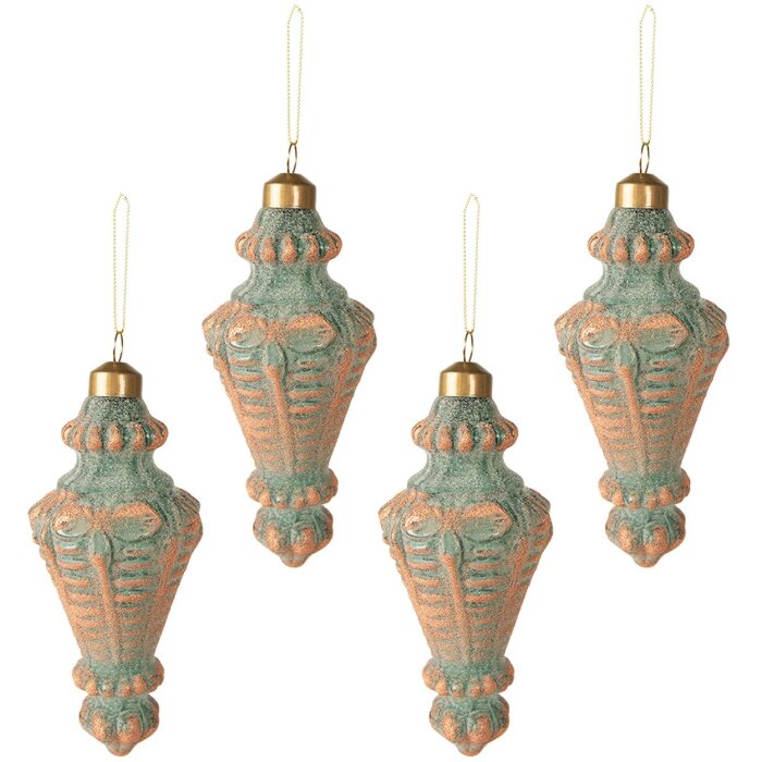 Clayre & Eef 6GL3952 Елочные игрушки Ø 6x14 см (набор из 4) Медный цвет